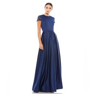 Mac Duggal Ieena for Mac Duggal HAND-BEADED CAP SLEEVE A-LINE GOWN Sz 20